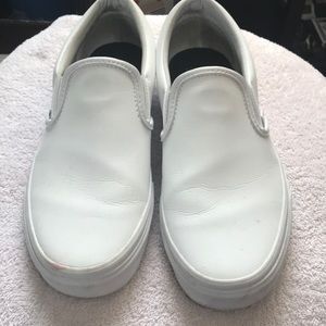 USED All White Van Slip Ons NO BOX